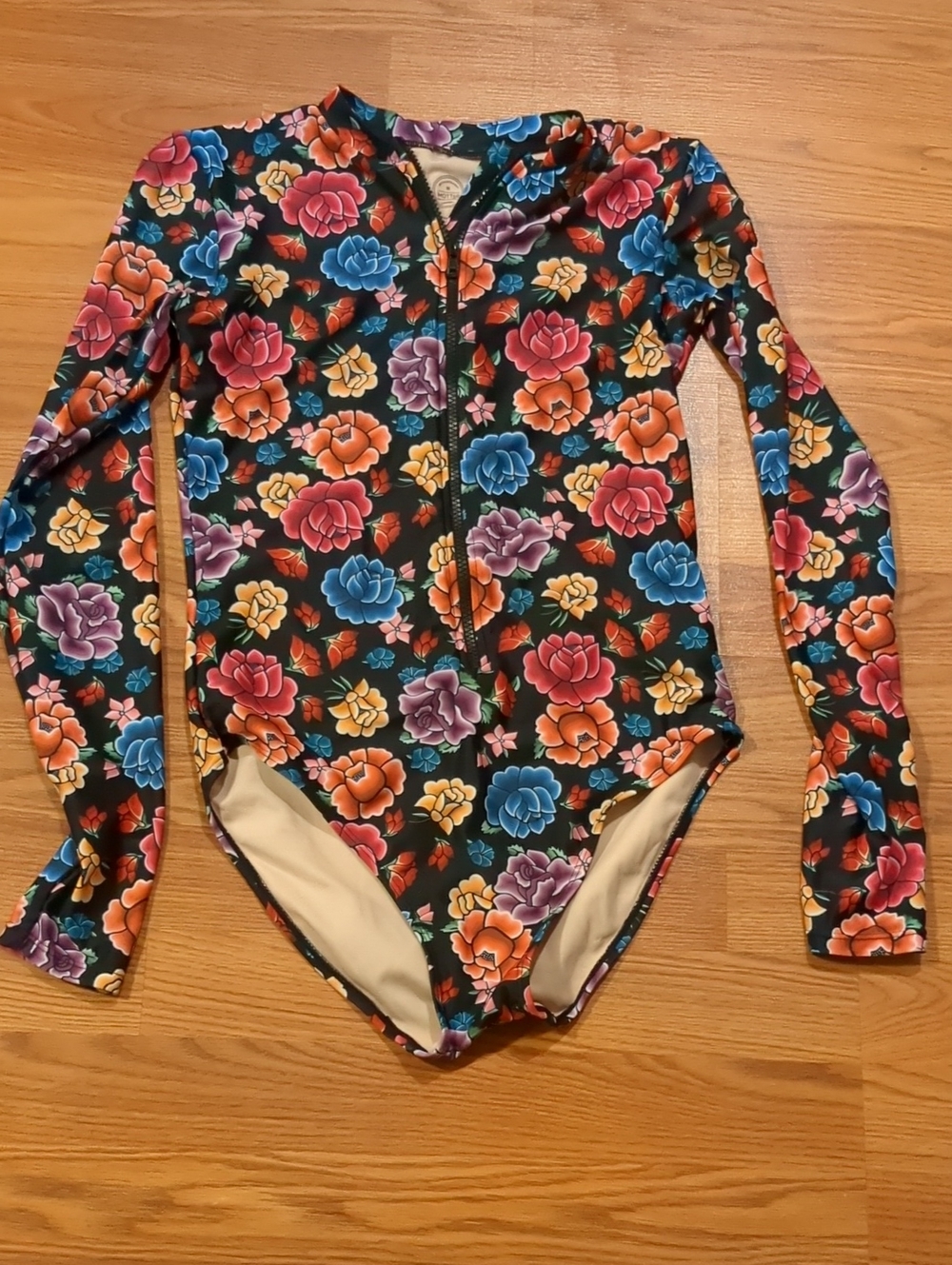 Mott50 Mila Floral Front Zip One Piece Swimsuit UPF 50 Sun Protection M